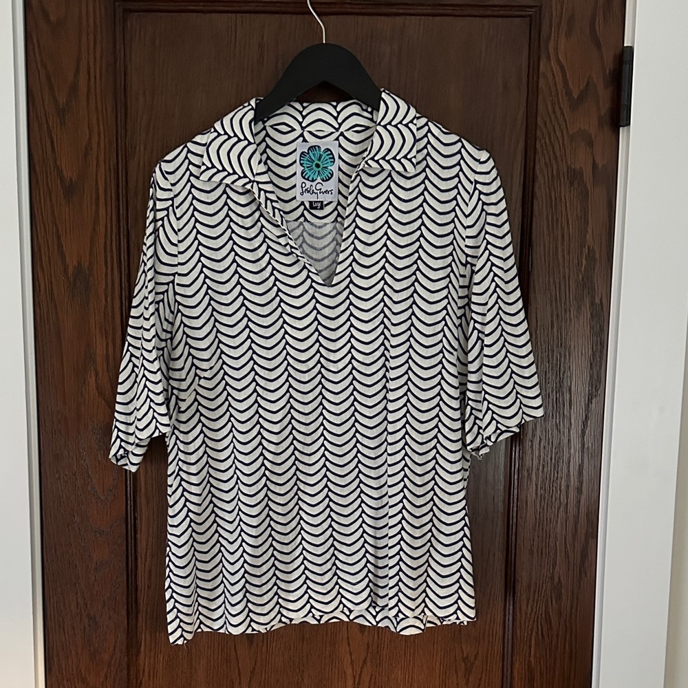 Lesley Evers Brooklyn Navy & White Tunic - L